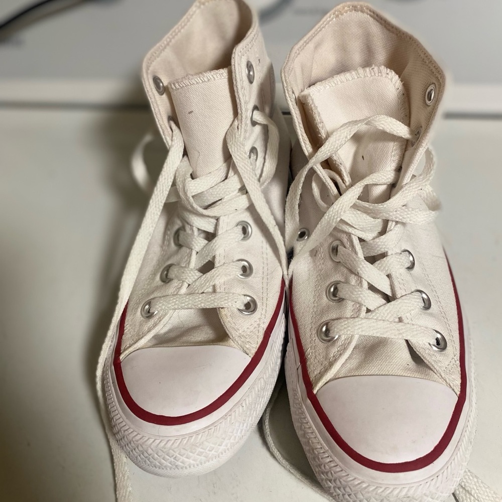 Converse Kids Sneakers - White with Red Trim